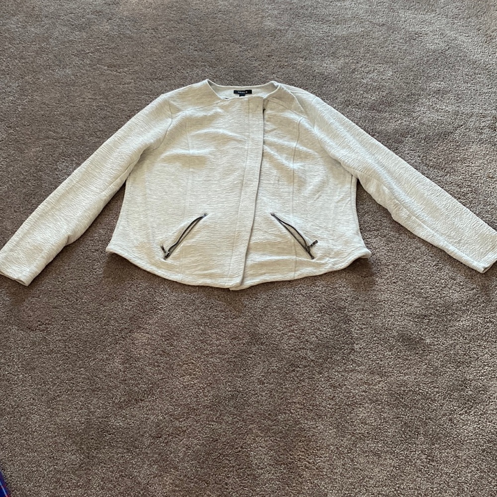 Torrid Textured Open Front Moto Blazer Jacket Light Gray SIZE 3 Plus Size